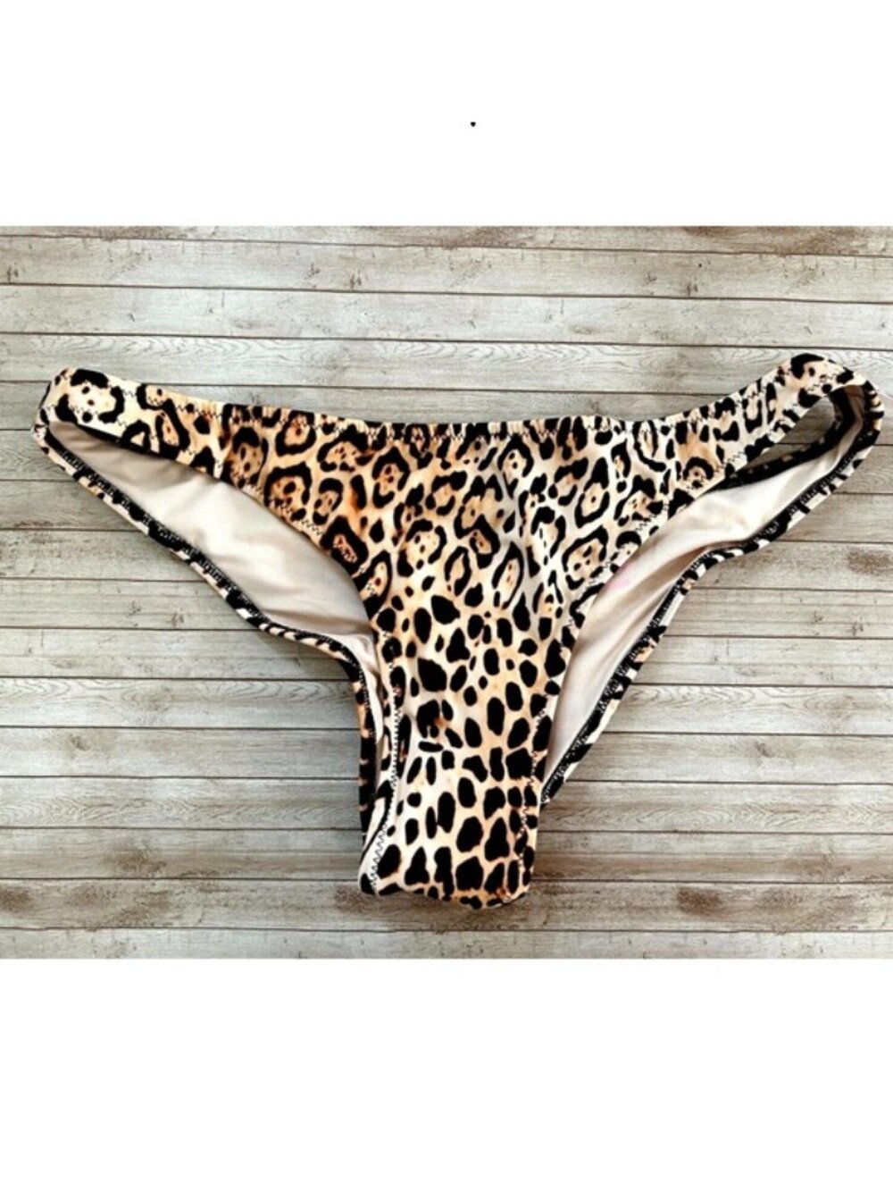 Nwt Victorias Secret Zuma Itsy Ruched Back Bikini Swim Bottom Natural Leopard